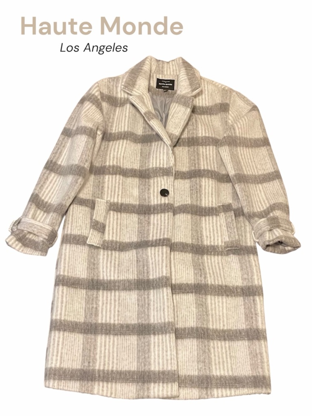 Haute Monde Los Angeles Unisex's
Coat, Gray Striped, Size L. A-22